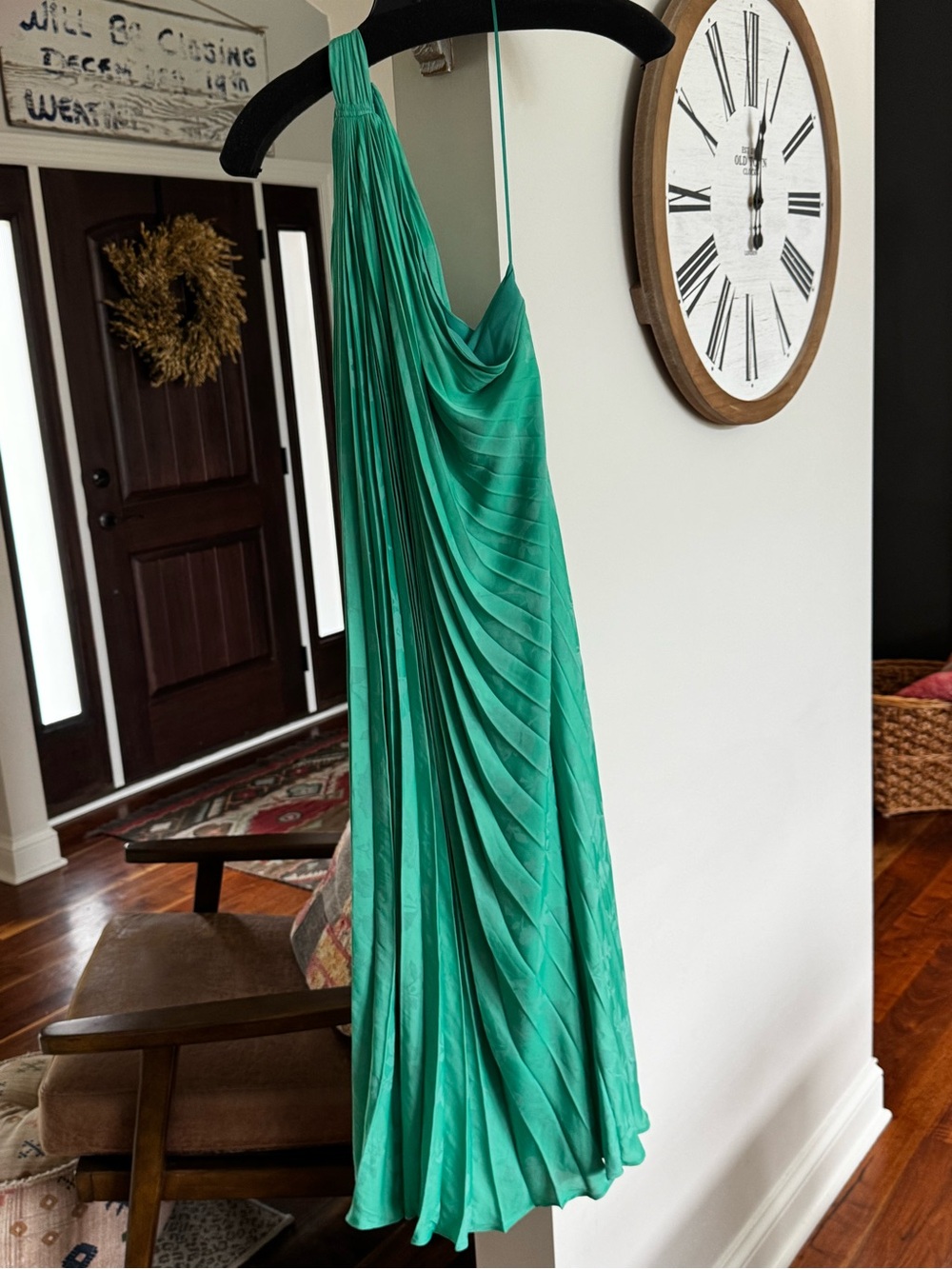 Banana Republic Green Pleated Grecian Midi Dress